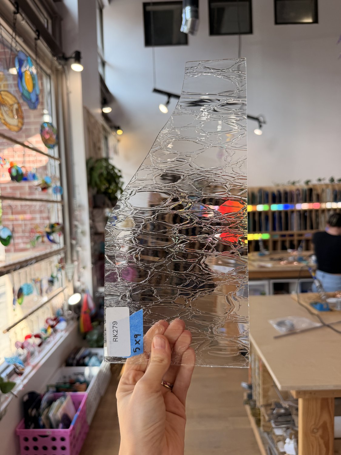 Transparent Mouthblown St Just French Crackle Sheet Glass
