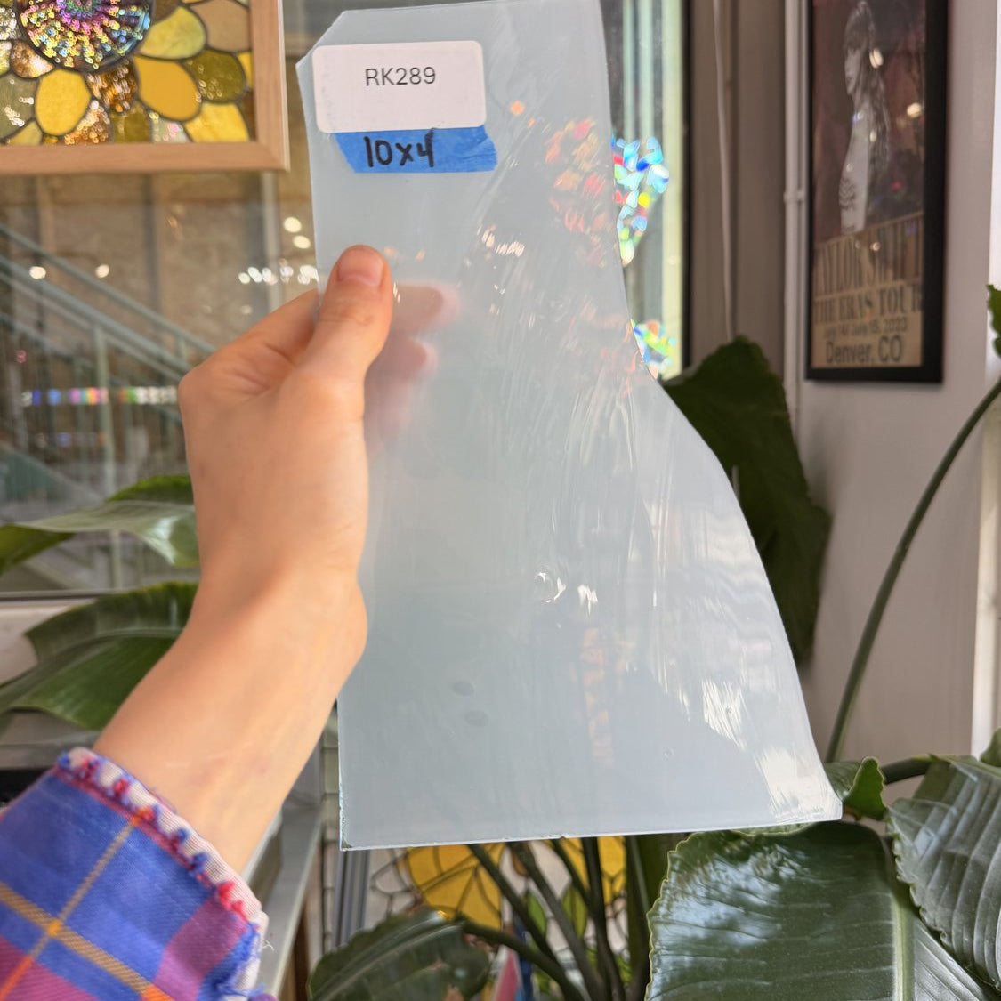 White Opal Mouthblown Lamberts Flash (on clear) Sheet Glass