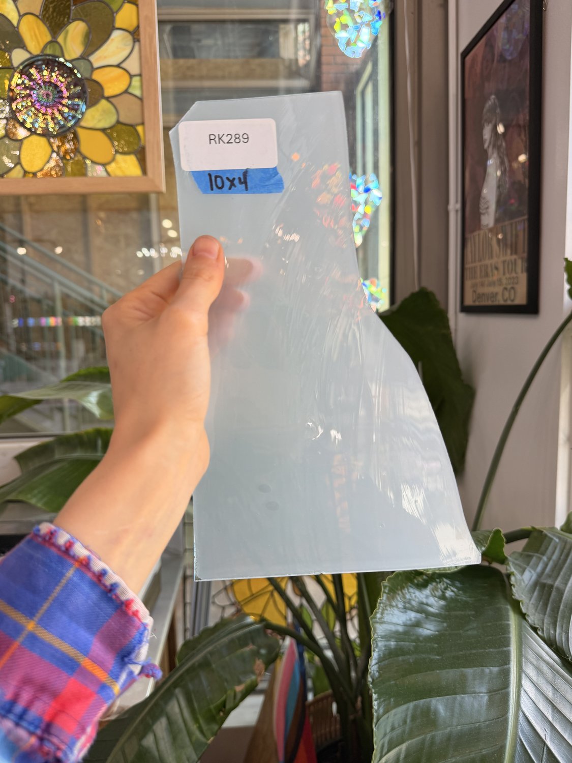White Opal Mouthblown Lamberts Flash (on clear) Sheet Glass