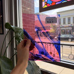 Vintage Pink Blue on Clear Lamberts Flash Glass Sheet Glass Lamberts Glass
