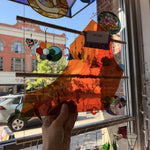 Orange Amber Silver Color Changing Flash (on clear) Mouthblown Sheet Glass