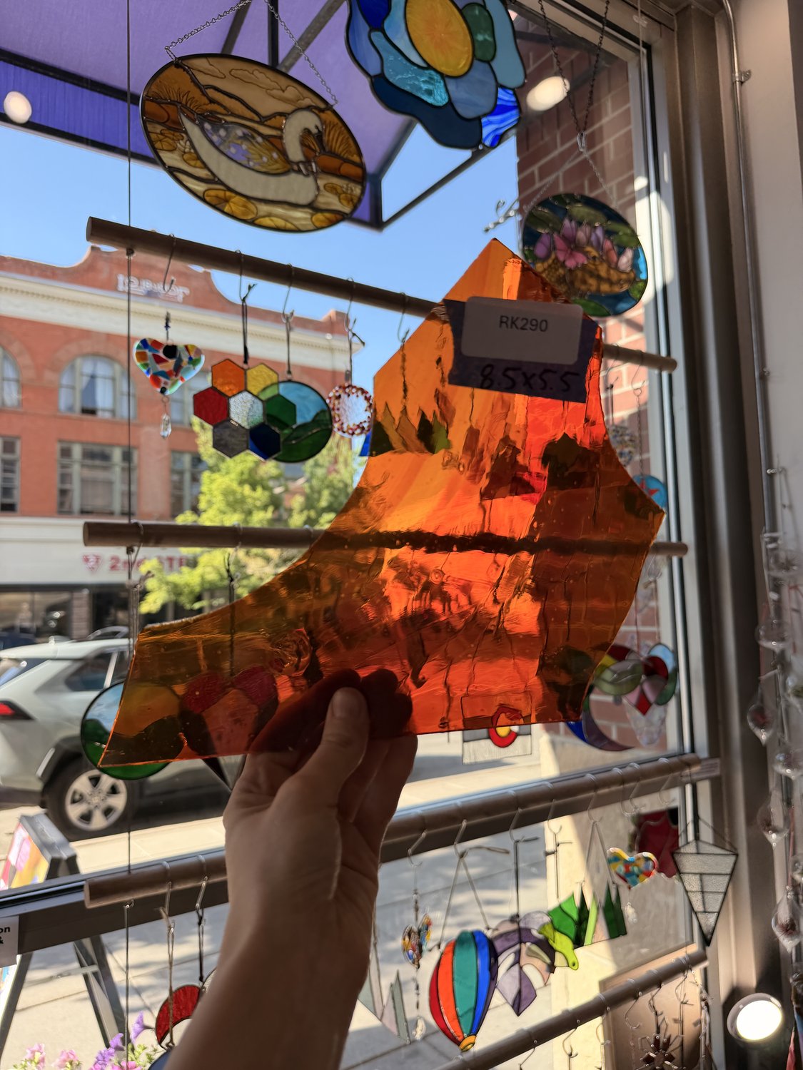 Orange Amber Silver Color Changing Flash (on clear) Mouthblown Sheet Glass