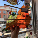 Orange Amber Silver Color Changing Flash (on clear) Mouthblown Sheet Glass