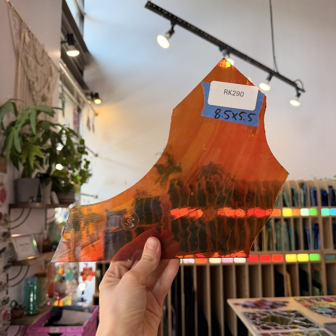 Orange Amber Silver Color Changing Flash (on clear) Mouthblown Sheet Glass