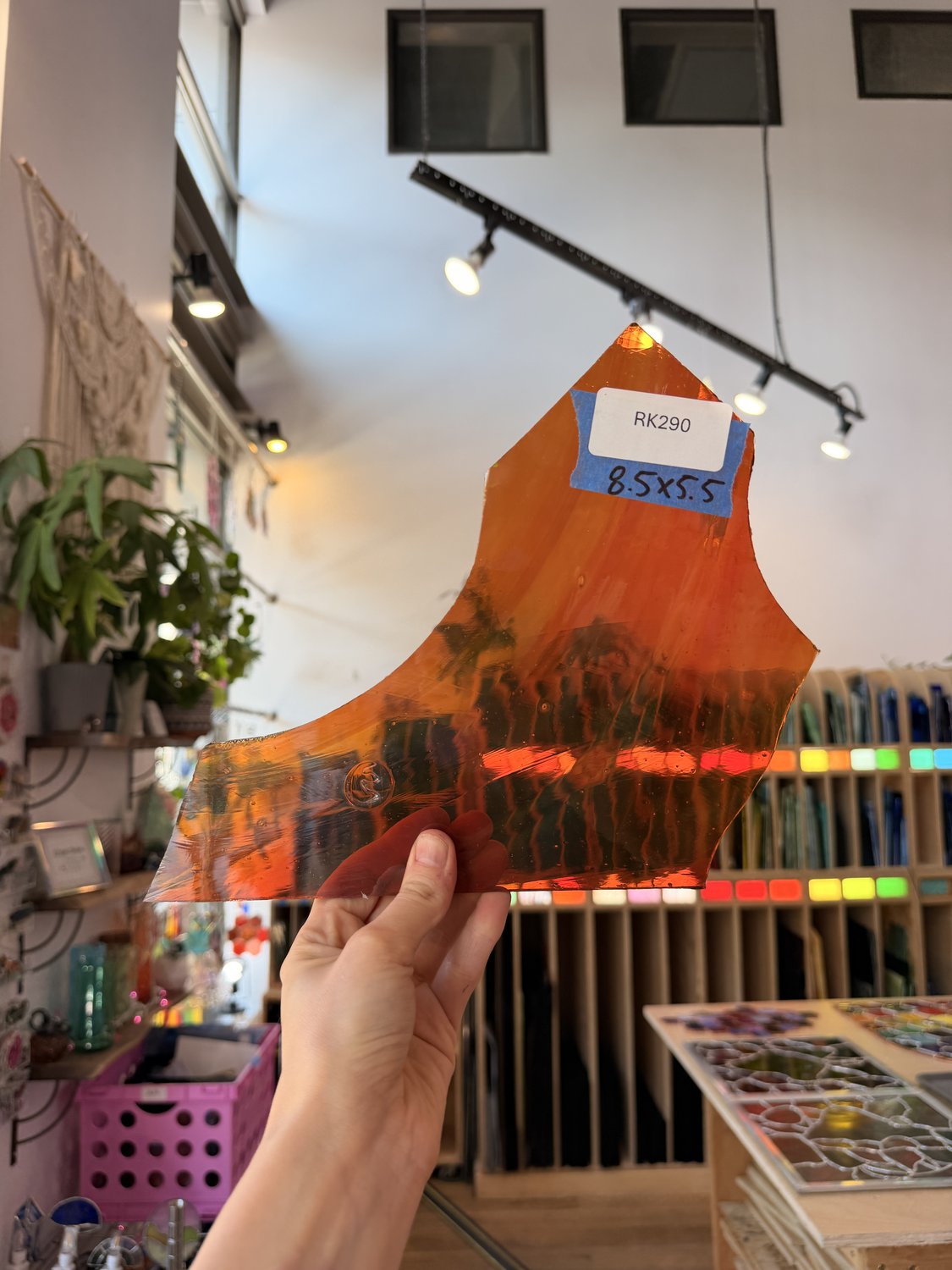 Orange Amber Silver Color Changing Flash (on clear) Mouthblown Sheet Glass