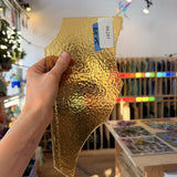 Vintage Yellow Amber Hammered Transparent Textured Sheet Glass