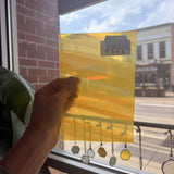 Yellow Clear Wispy S29 Mouth Blown Lamberts Flash Sheet Glass Lamberts Glass