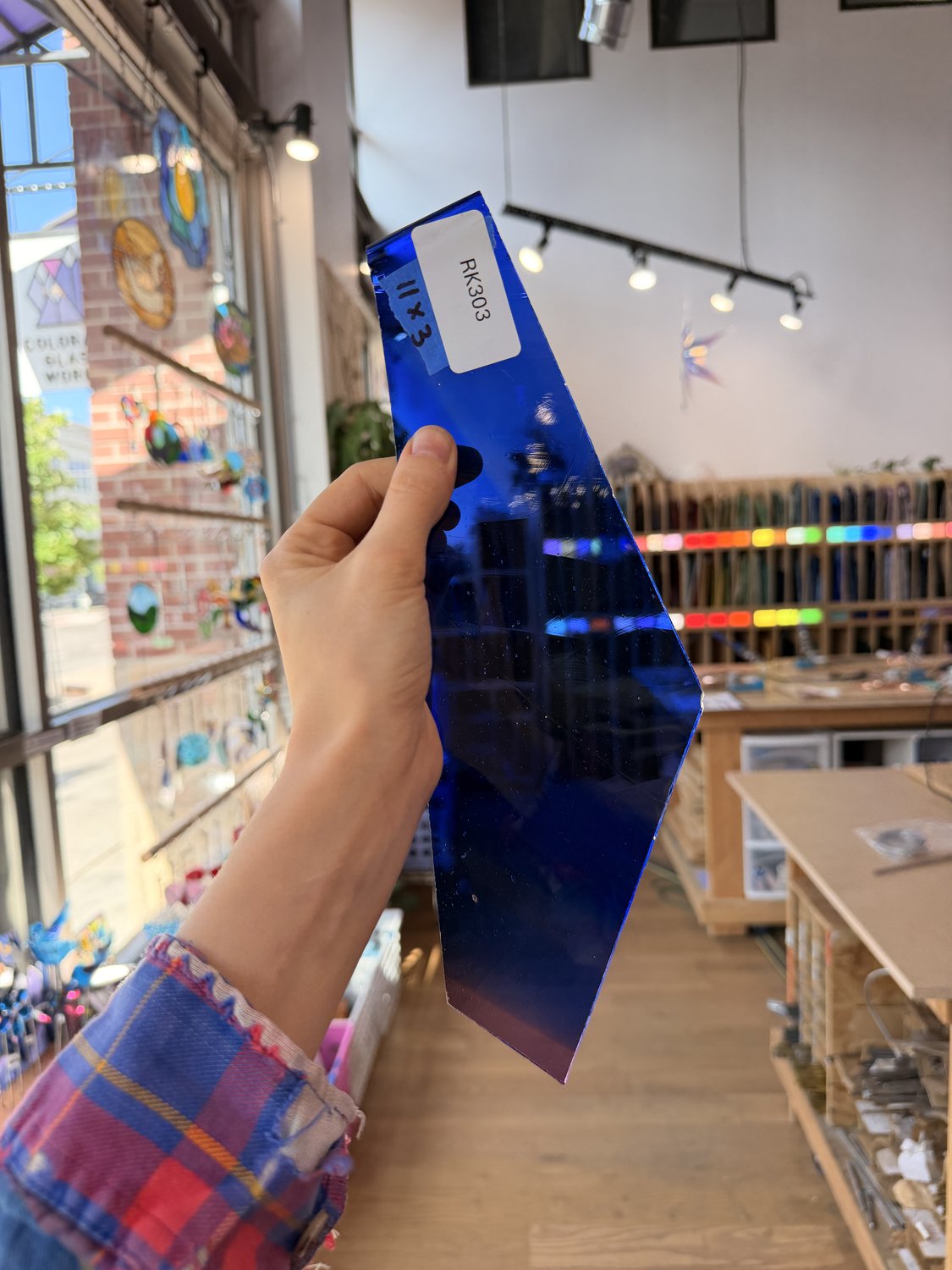 Dark Blue Purple Transparent Mouthblown Sheet Glass