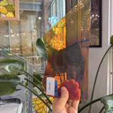 Orange Amber Silver Color Changing Flash (on clear) Mouthblown Sheet Glass