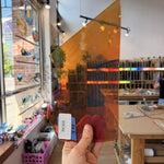 Orange Amber Silver Color Changing Flash (on clear) Mouthblown Sheet Glass