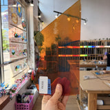 Orange Amber Silver Color Changing Flash (on clear) Mouthblown Sheet Glass