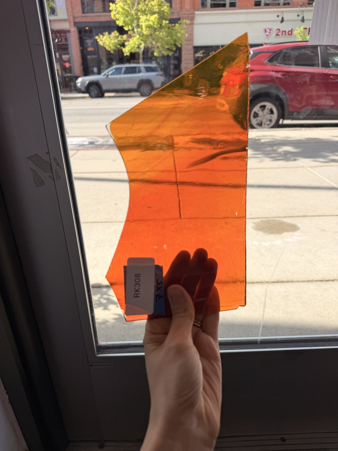 Orange Amber Silver Color Changing Flash (on clear) Mouthblown Sheet Glass