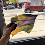 Rainbow Mouthblown Flash (on clear) Vintage Lamberts Sheet Glass