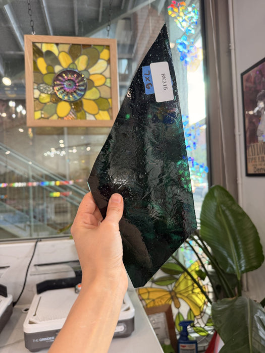 Dark Teal Seedy Mouthblown Sheet Glass Mouth Blown Glass Default Title