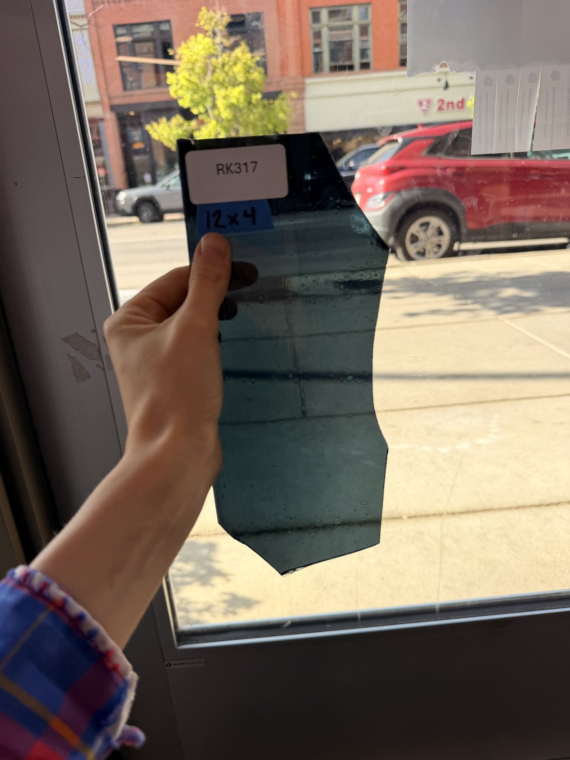 Dark Steel Blue Mouthblown Sheet Glass