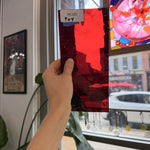 Vintage Red Mouthblown Seedy Sheet Glass Mouth Blown Glass