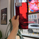 Vintage Red Mouthblown Seedy Sheet Glass Mouth Blown Glass