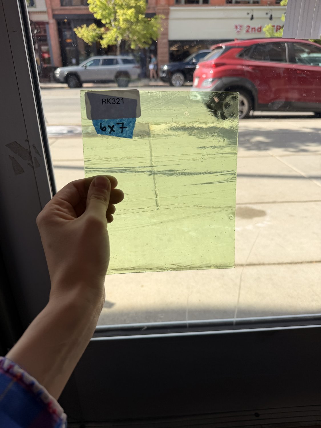 Light Green Mouthblown Lamberts Sheet Glass