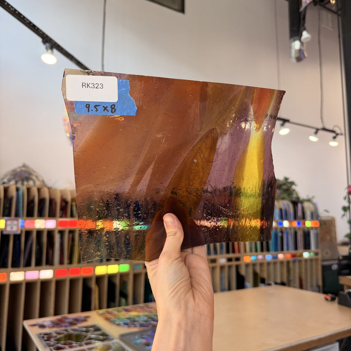 Multicolor Mouthblown Vintage AC Fischer Sheet Glass