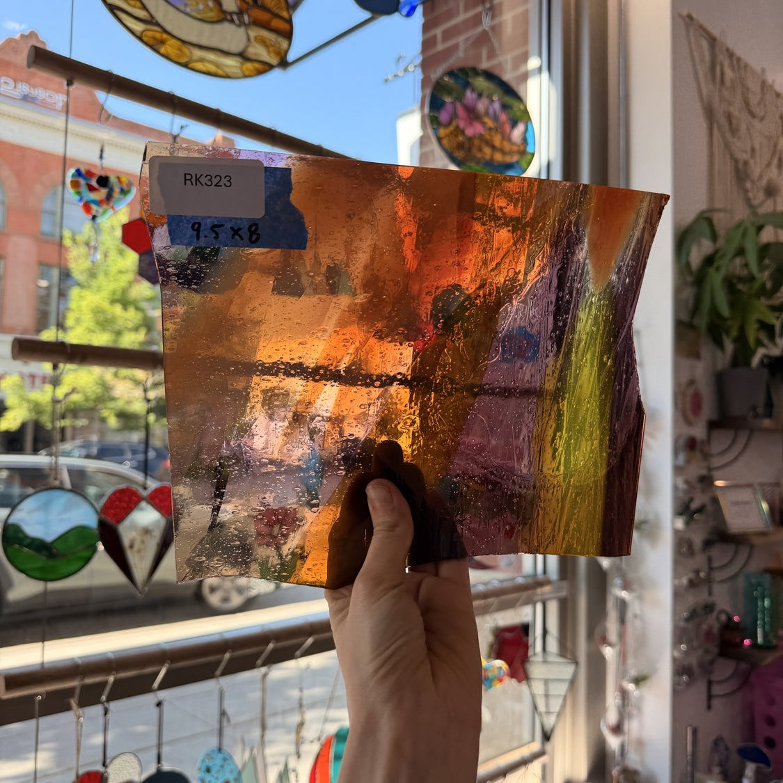 Multicolor Mouthblown Vintage AC Fischer Sheet Glass
