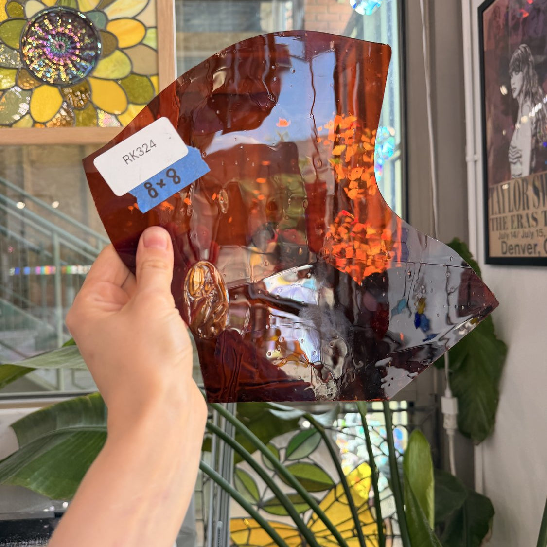 Medium Burnt Orange Mouthblown Sheet Glass