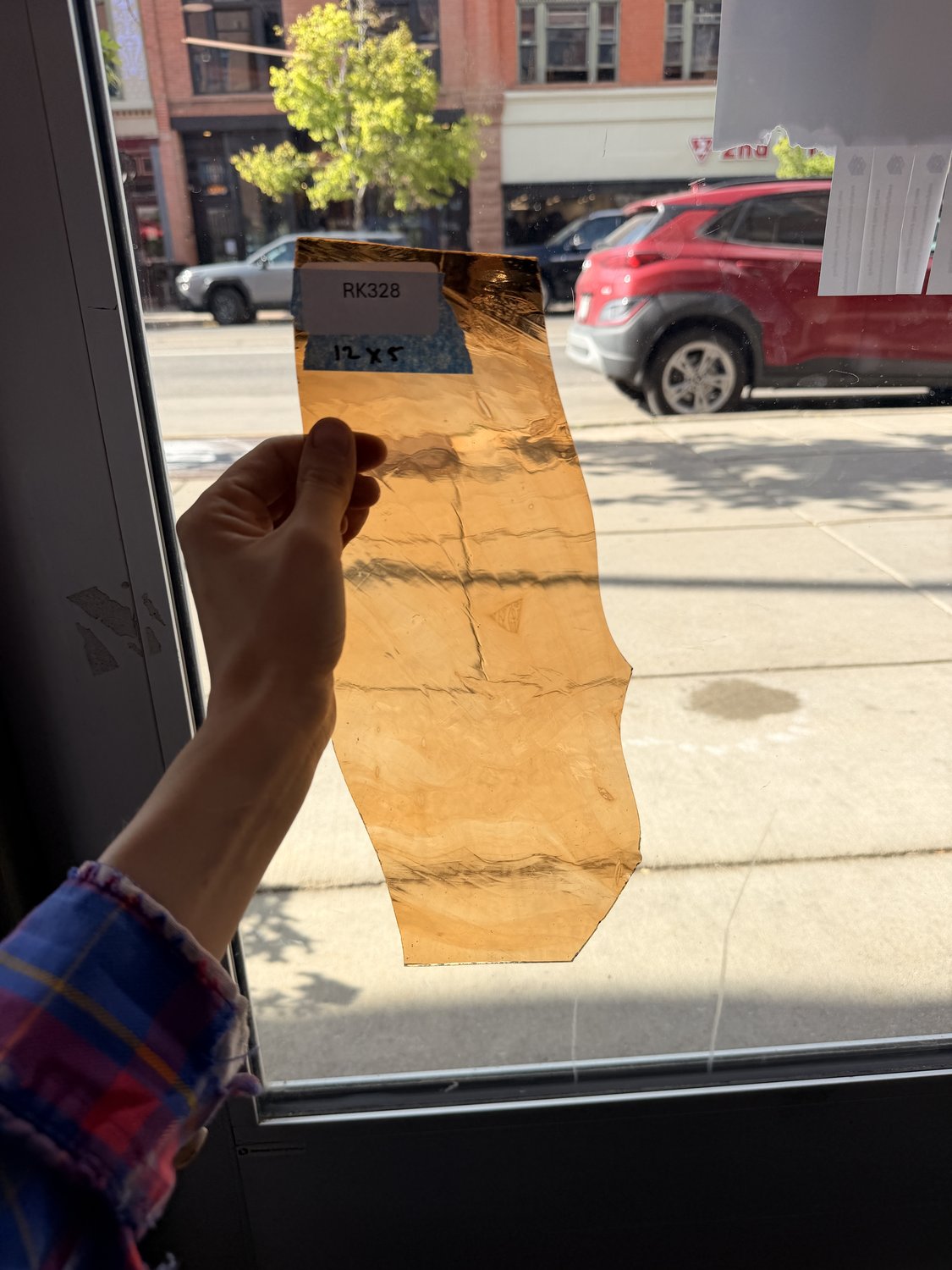 Light Brown Mouthblown Flash (on clear) Sheet Glass Wispy