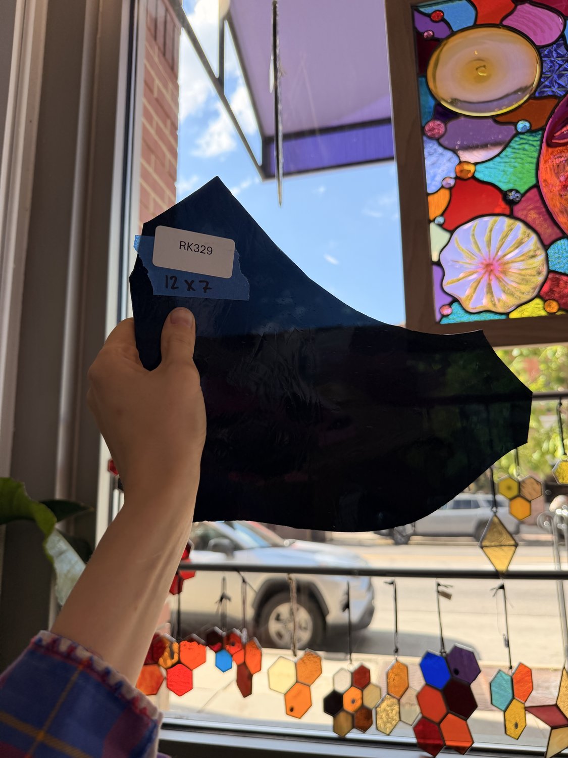 Dark Steel Blue Mouthblown Sheet Glass