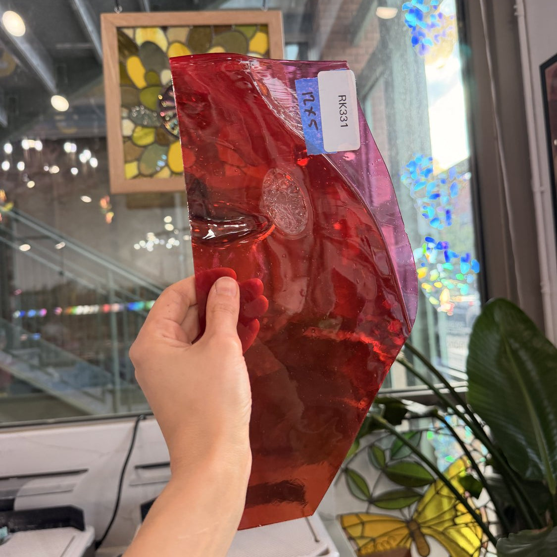 Pink Red Mixed Lamberts Mouthblown Sheet Glass Lamberts Glass