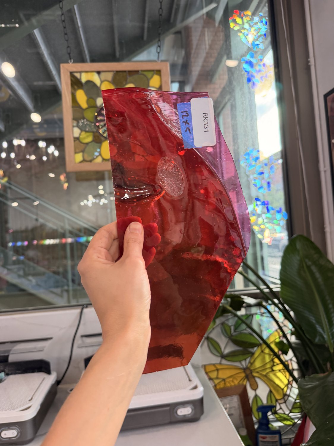 Pink Red Mixed Lamberts Mouthblown Sheet Glass Lamberts Glass