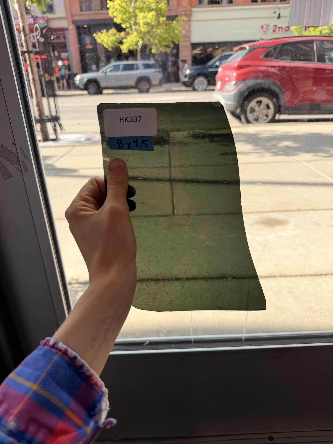 Dark Olive Transparent Mouthblown Desag Sheet Glass