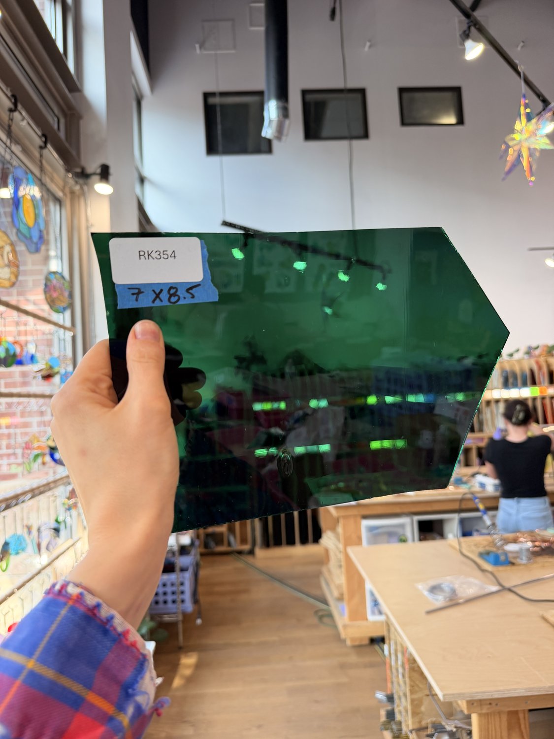 Teal Green Transparent on Clear Flash Glass Handmade Sheet Glass