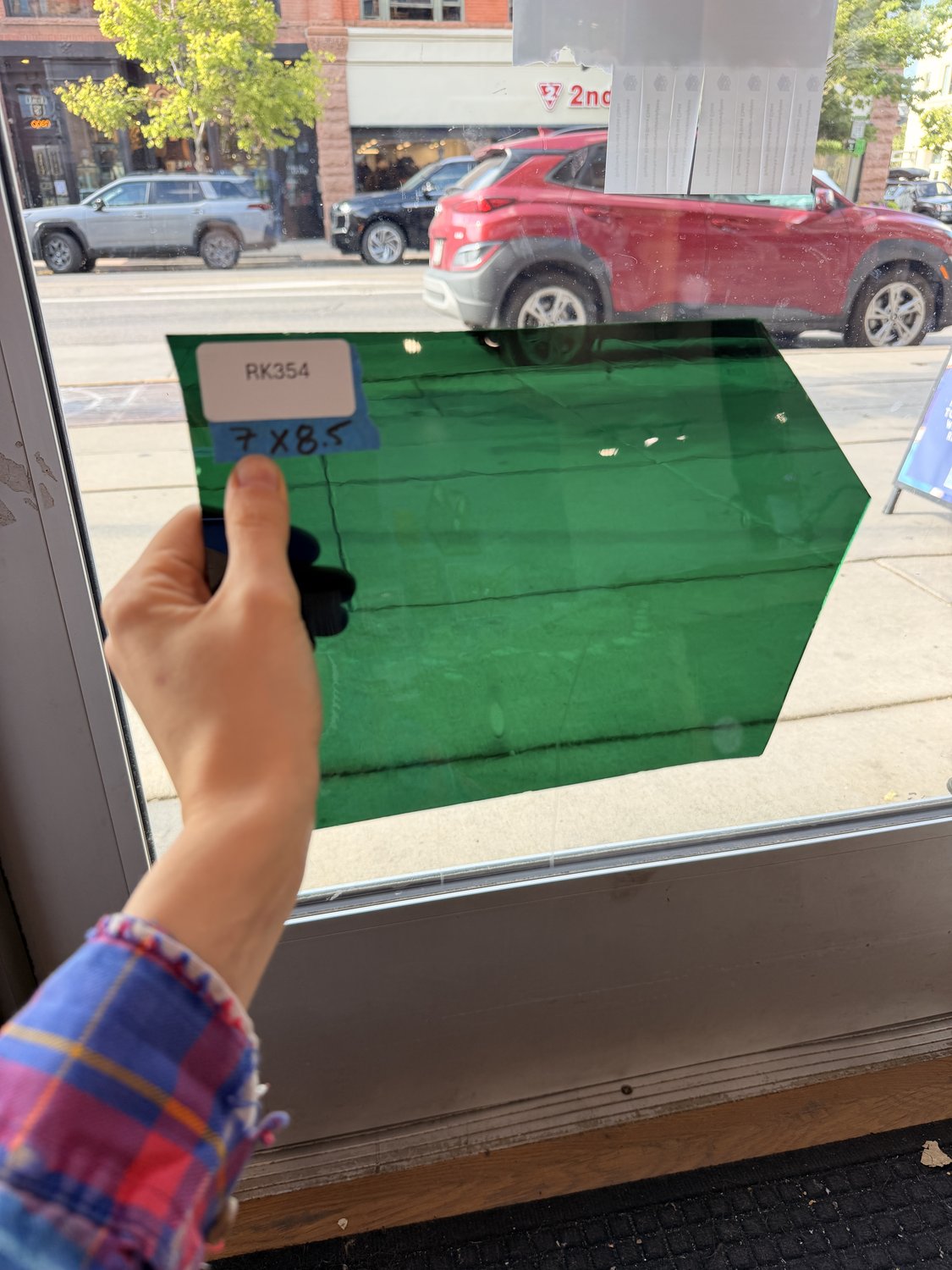 Teal Green Transparent on Clear Flash Glass Handmade Sheet Glass