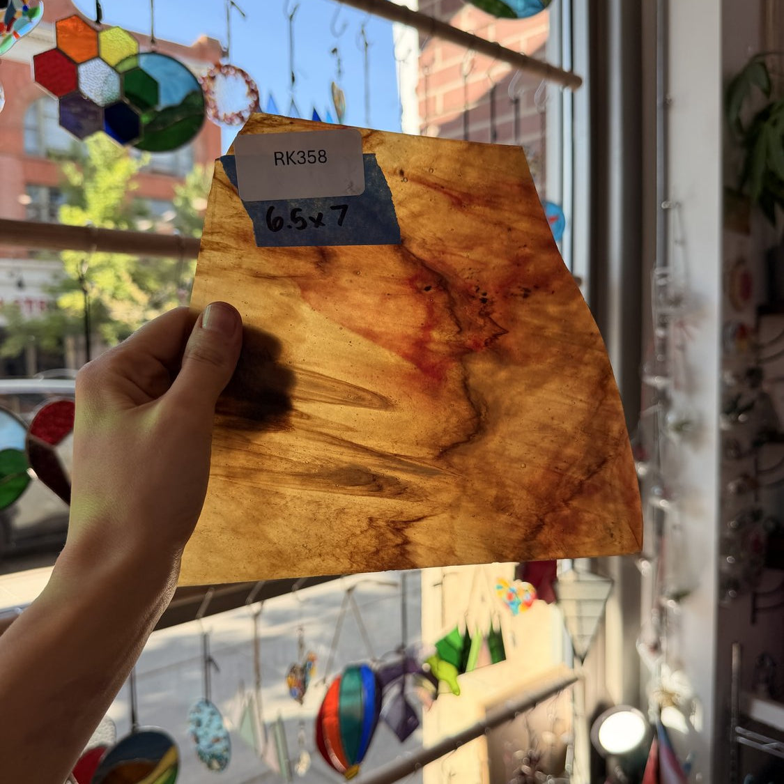 Dark Amber Brown Stipple Youghiogheny Sheet Glass