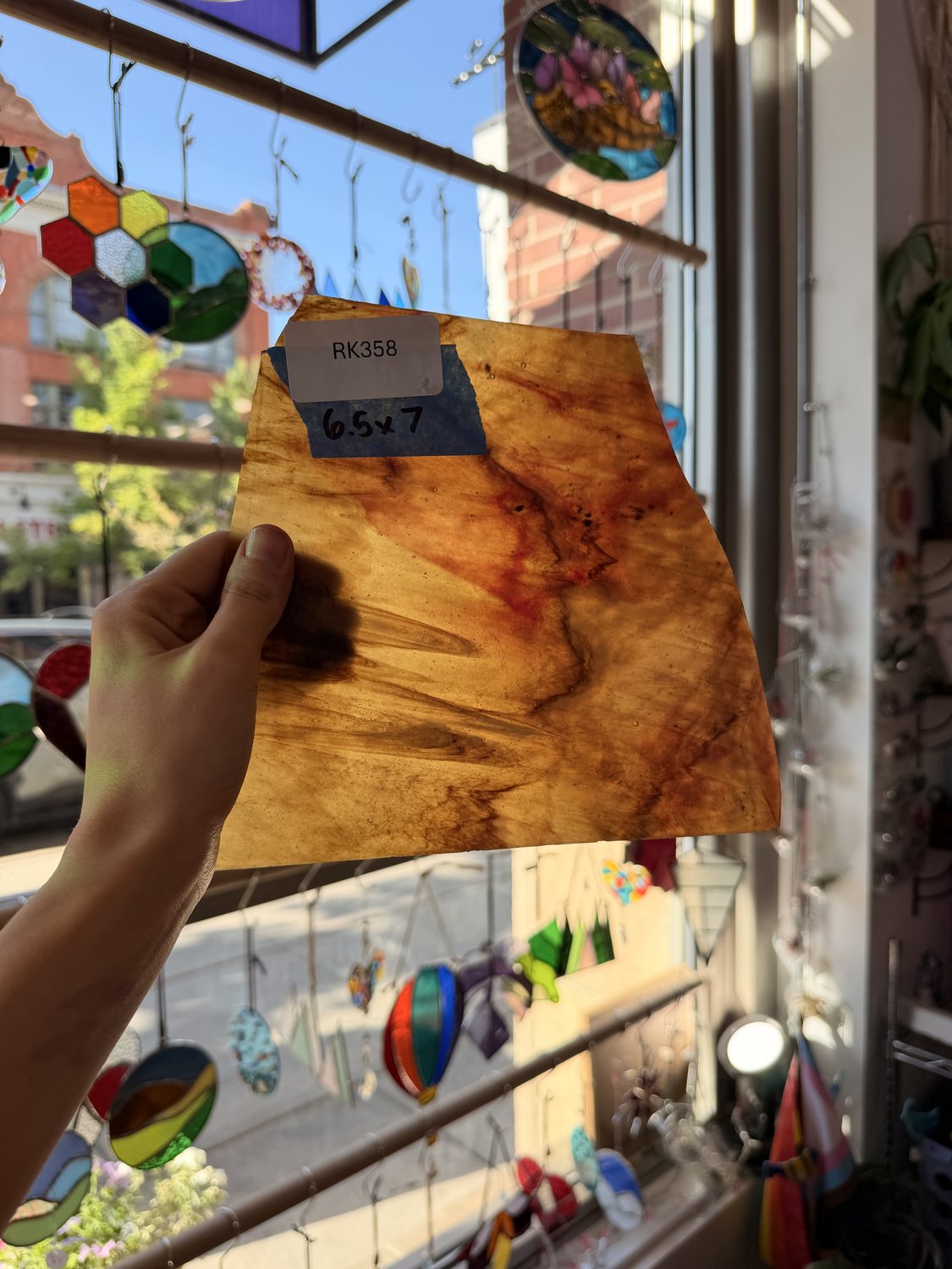 Dark Amber Brown Stipple Youghiogheny Sheet Glass