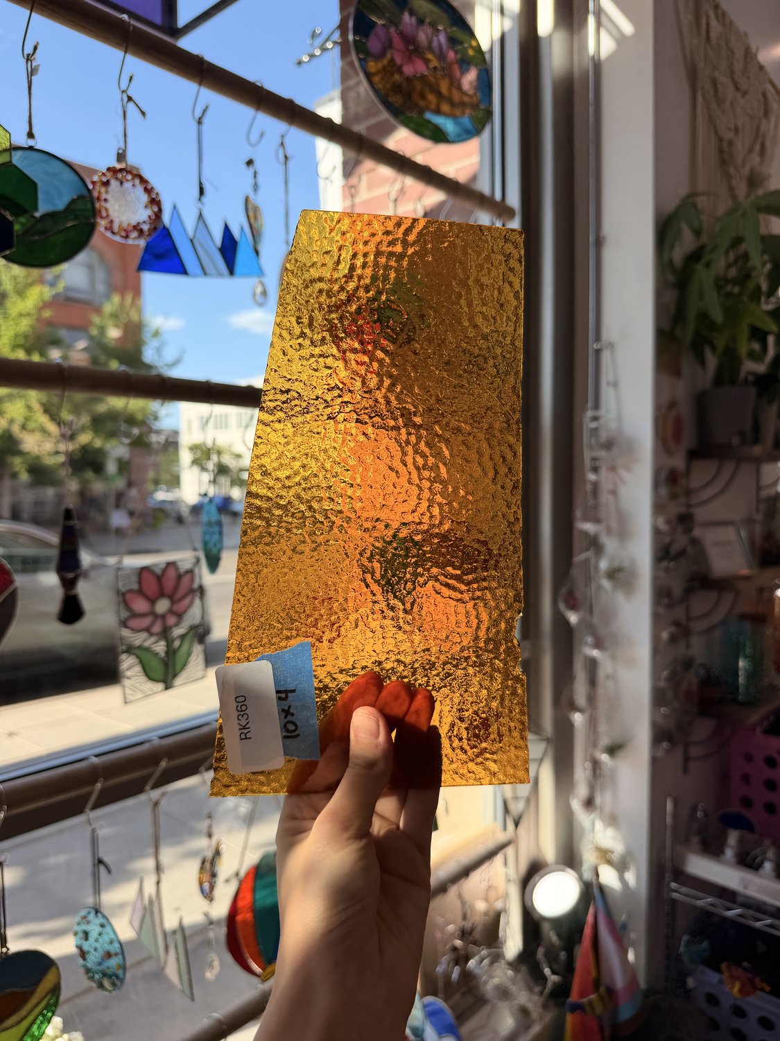 Dark Amber Hammered Transparent Textured Sheet Glass
