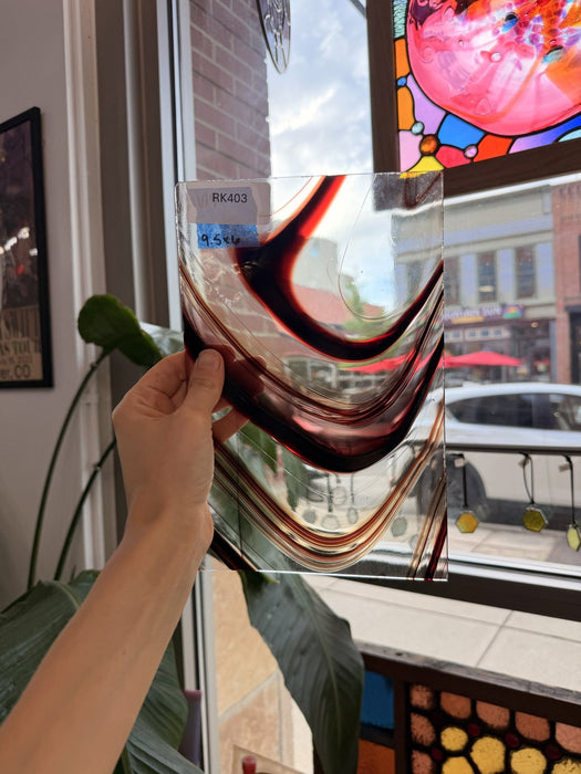 Dark Red and Clear Baroque Sheet Glass Colorado Glassworks