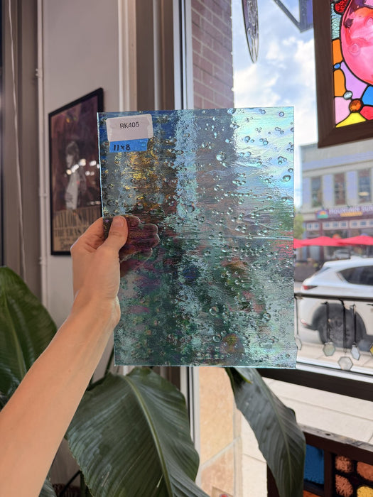 Sky Blue Vintage Iridescent Optimum Noogie Sheet Glass Colorado Glassworks