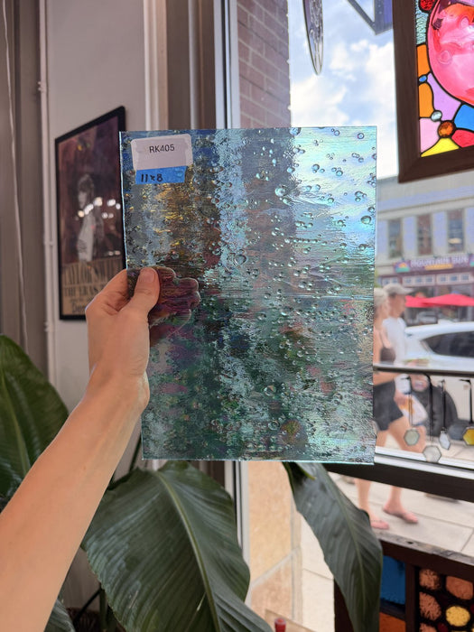 Sky Blue Vintage Iridescent Optimum Noogie Sheet Glass Colorado Glassworks