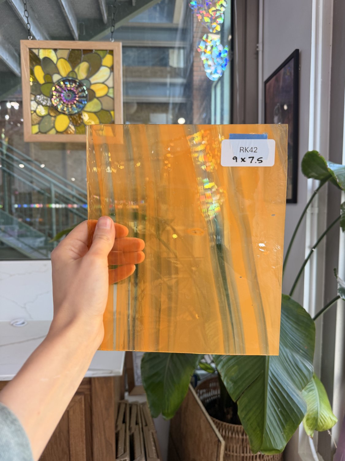 Orange on Clear Lamberts Flash Glass Sheet Glass Lamberts Glass 9x7.5in (LA-66579501)