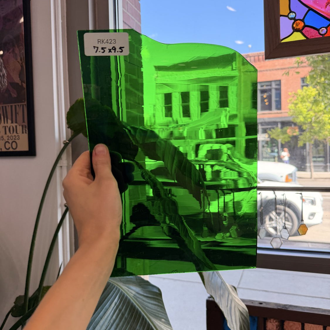 Medum Green Mouthblown Sheet Glass Mouth Blown Glass Default Title