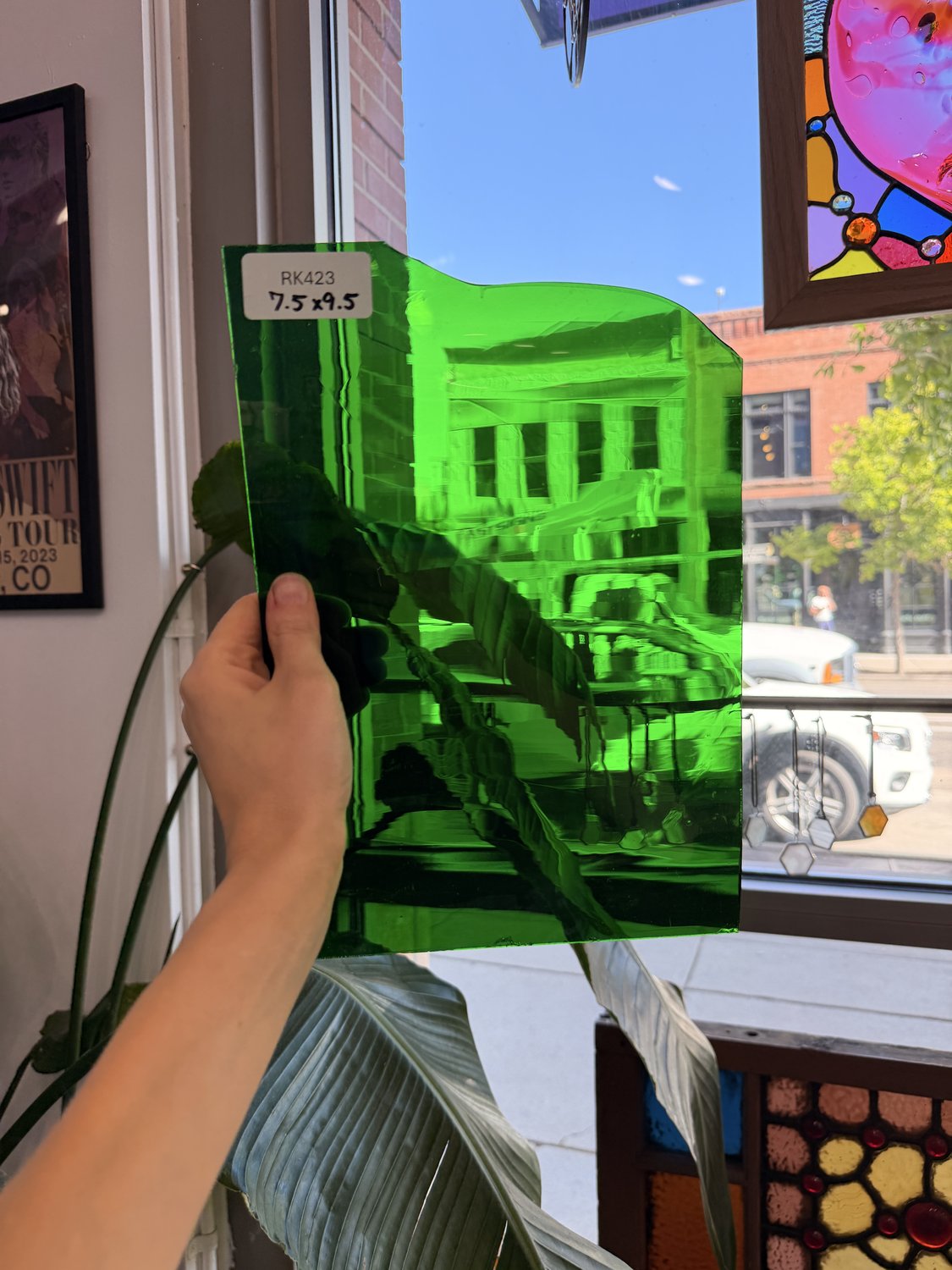 Medum Green Mouthblown Sheet Glass Mouth Blown Glass Default Title