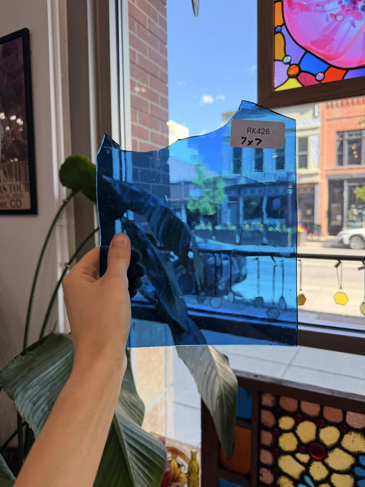 Mouth Blown Blue Transparent Sheet Glass Mouth Blown Glass