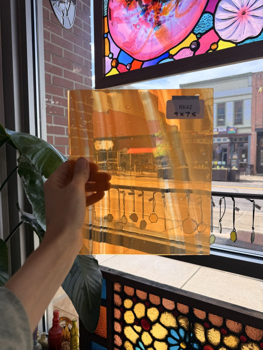 Orange on Clear Lamberts Flash Glass Sheet Glass Lamberts Glass