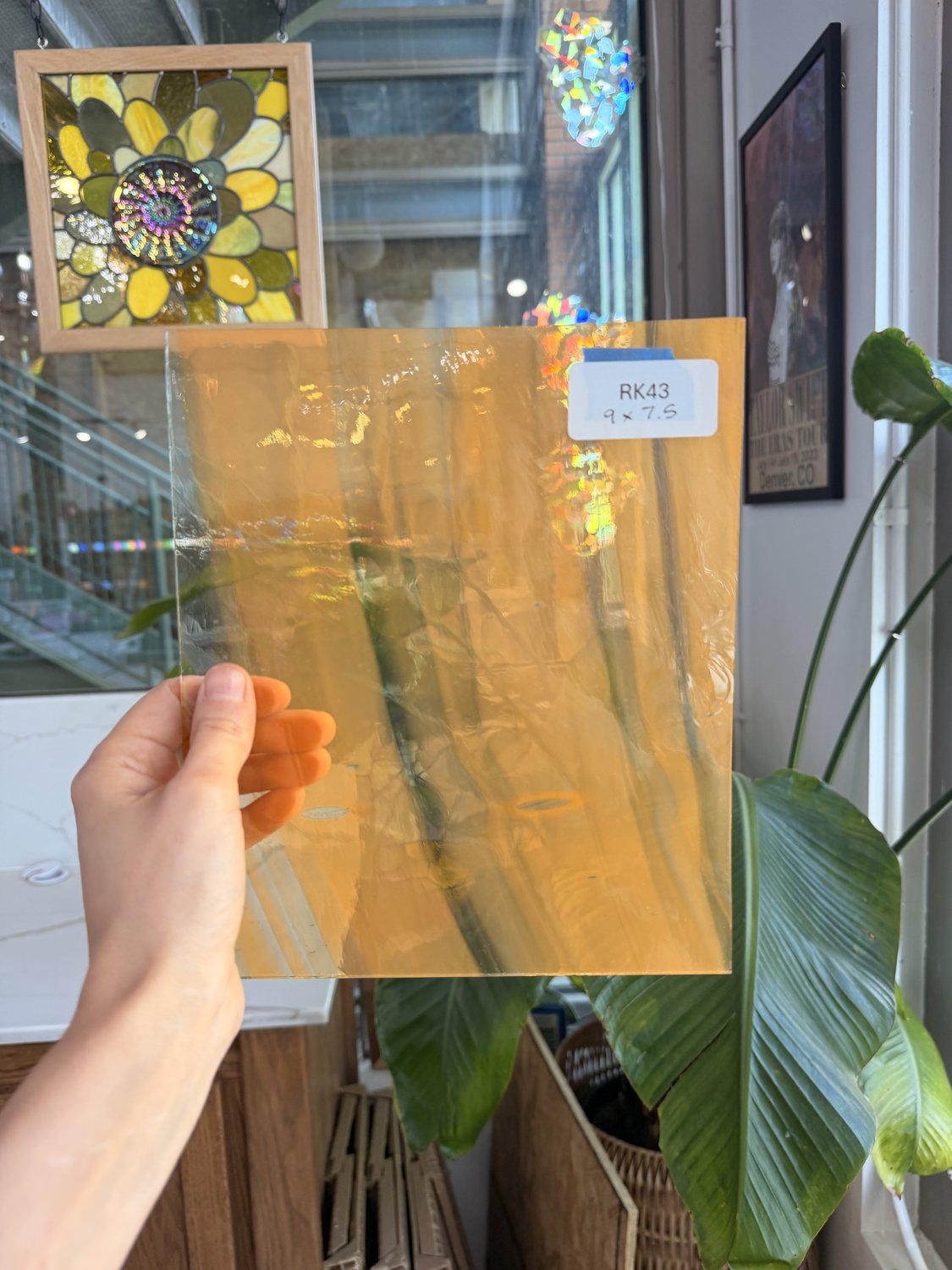Orange on Clear Lamberts Flash Glass Sheet Glass Lamberts Glass RK43 (9x7.5in)