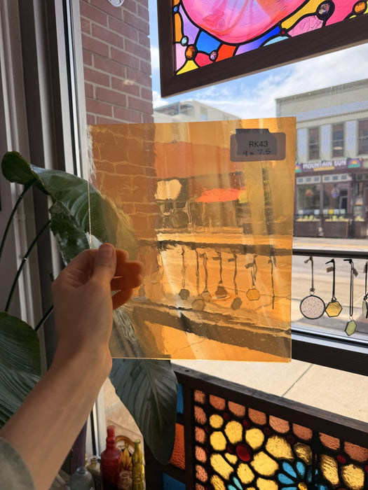 Orange on Clear Lamberts Flash Glass Sheet Glass Lamberts Glass