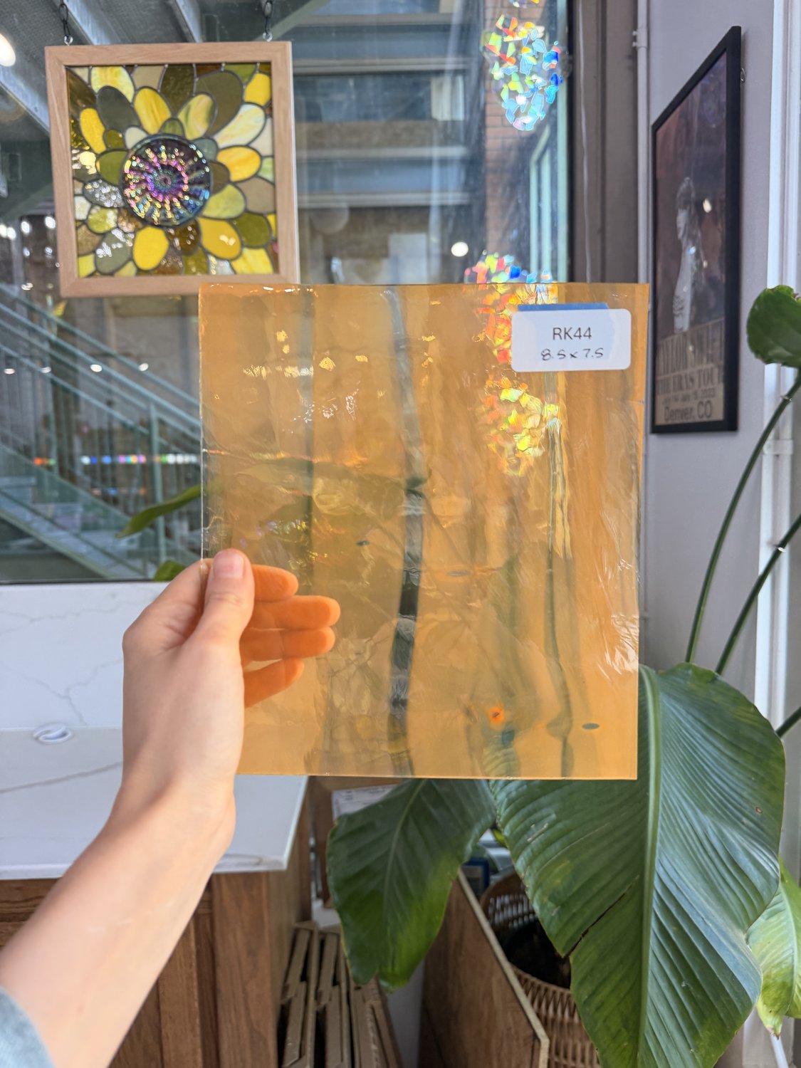 Orange on Clear Lamberts Flash Glass Sheet Glass Lamberts Glass 8.5x7.5in (LA-66645037)