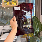 Red on Clear Lamberts Mouthblown Flash Glass Sheet Glass Lamberts Glass 10x6.5in (LA-67015213)