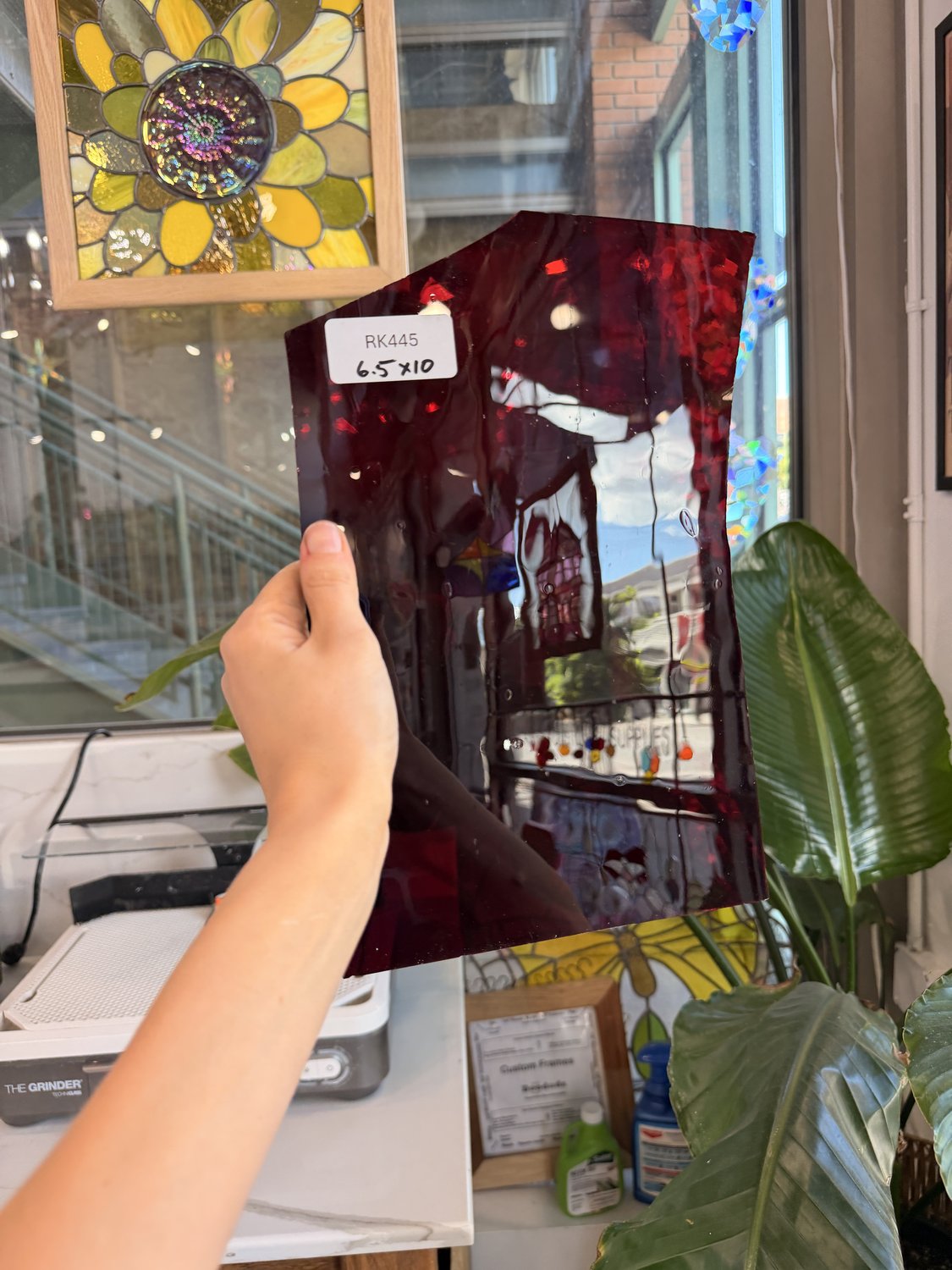 Red on Clear Lamberts Mouthblown Flash Glass Sheet Glass Lamberts Glass RK445 (10x6.5in)