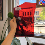 Red on Clear Lamberts Mouthblown Flash Glass Sheet Glass Lamberts Glass