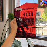 Red on Clear Lamberts Mouthblown Flash Glass Sheet Glass Lamberts Glass